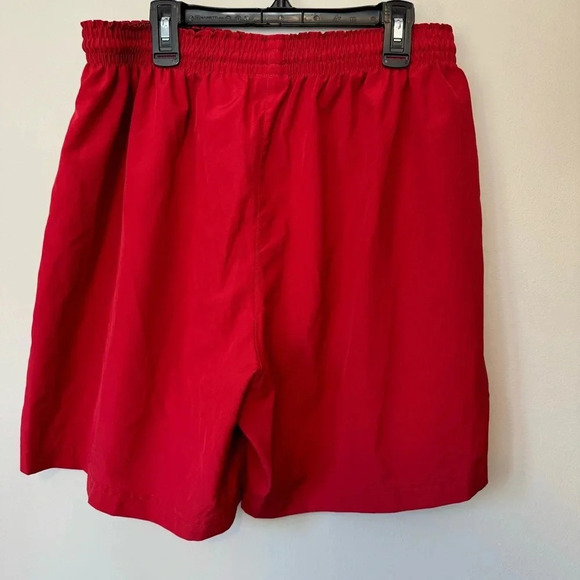 Vtg Nike Soccer Shorts Crimson Red Polyester White Logo 7" Inseam Size Large - Picture 3 of 3